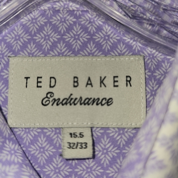Ted Baker Endurance Men's Diamond Geo Print Button Down Shirt Light Purple 15.5 - Picture 11 of 11